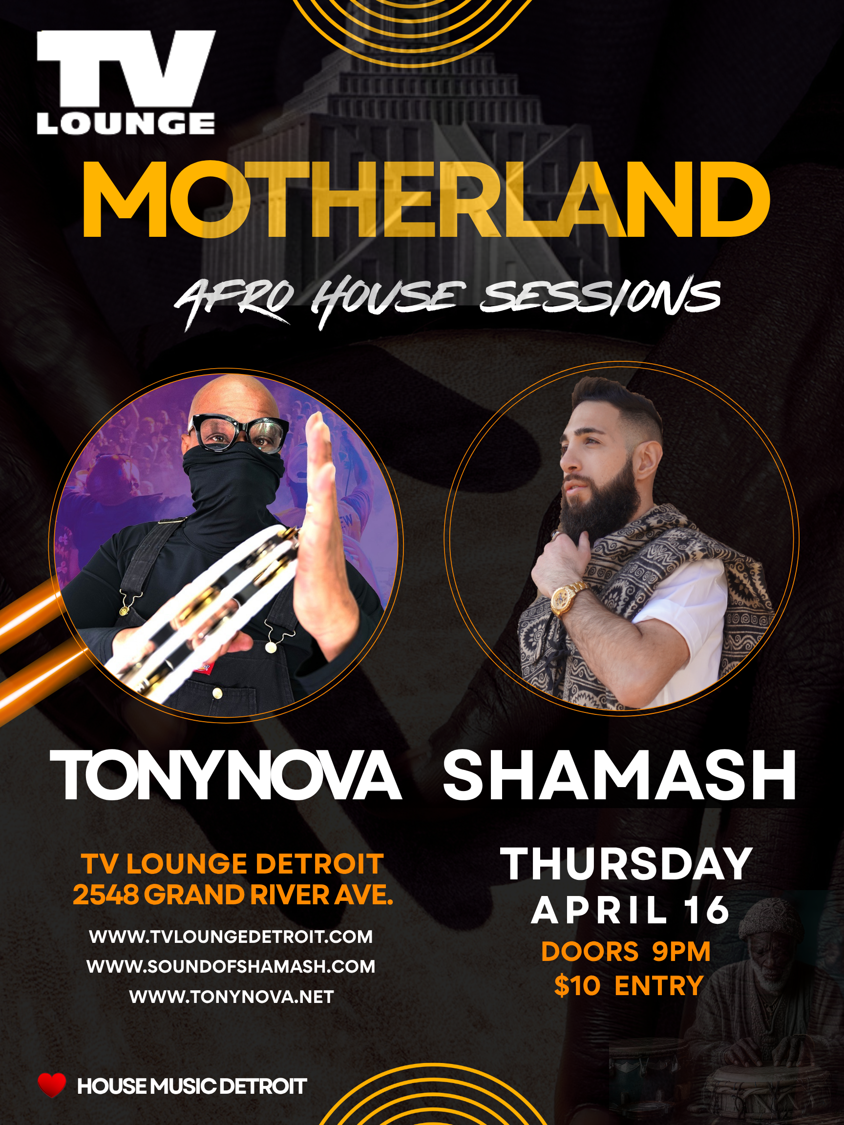 Tony Nova Afro House Set at Motherland | TV Lounge Detroit | April 16, 2026