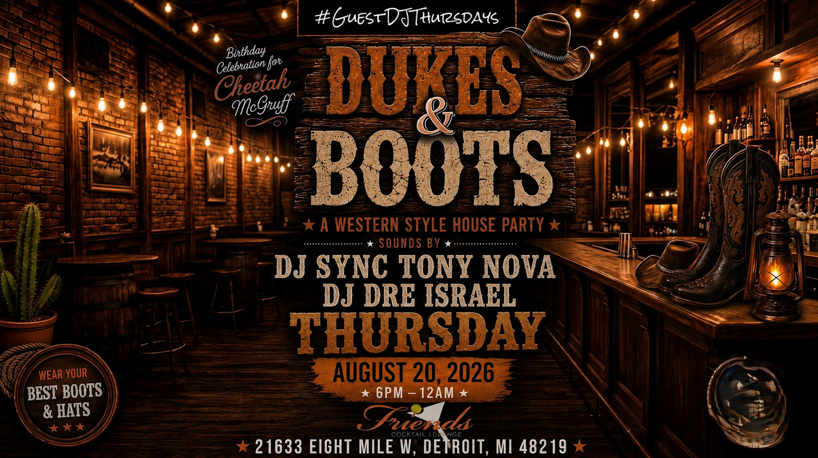 Guest DJ Tony Nova Live at Dukes & Boots House Party Detroit | Aug 20
